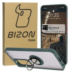 Bizon Case Hybrid Ring Oppo Reno 12 smoky with a dark green frame