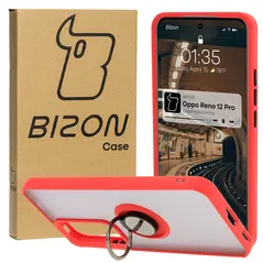 Bizon Case Hybrid Ring Oppo Reno 12 Pro smoky with a red frame