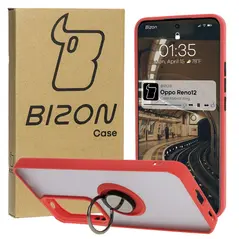 Bizon Case Hybrid Ring Oppo Reno 12 smoky with a red frame