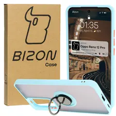 Bizon Case Hybrid Ring Oppo Reno 12 Pro smoky with a light blue frame