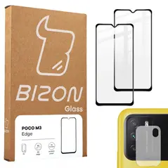 Bizon Glass Edge tempered glass - [2 PACK] + lens protection Xiaomi Poco M3 black