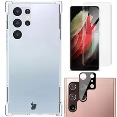 Bizon Case Clear Pack case + 2x screen film + lens protector Samsung Galaxy S22 Ultra clear