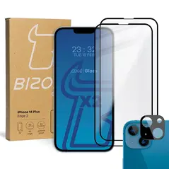 BIZON 2x screen glass + camera glass Apple iPhone 14 Plus