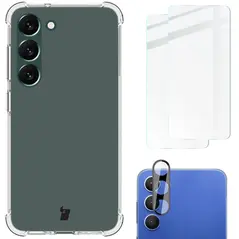 Bizon Case Clear Pack case + 2x screen glass + lens glass Samsung Galaxy S23 Plus clear