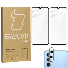 BIZON Edge Pack 2x screen glass + camera glass Samsung Galaxy A24