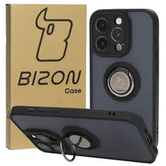Bizon Case Hybrid Ring Apple iPhone 15 Pro smoky with a black frame