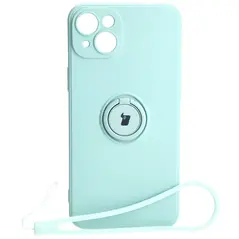 Bizon Case Silicone Ring Sq Apple iPhone 15 Plus turquoise
