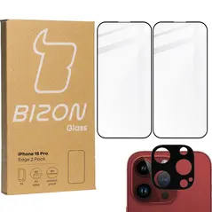 BIZON Edge 2x screen glass + camera glass Apple iPhone 15 Pro