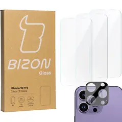BIZON Clear 3x screen glass + camera glass Apple iPhone 15 Pro