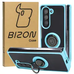 Bizon Case Hybrid Ring Samsung Galaxy Z Fold5 smoky with a light blue frame