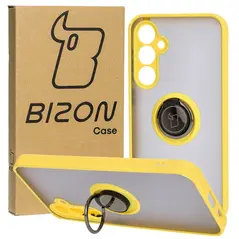 Bizon Case Hybrid Ring Samsung Galaxy S23 FE smoky with a yellow frame