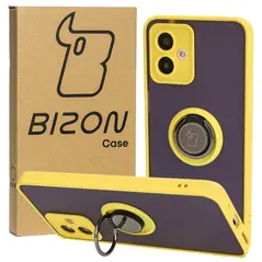 Bizon Case Hybrid Ring Motorola Moto G14 smoky with a yellow frame