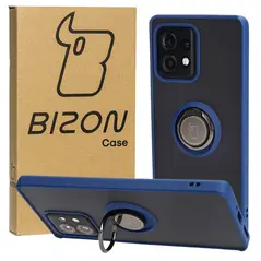 Bizon Case Hybrid Ring Motorola Edge 40 Pro smoky with a navy blue frame