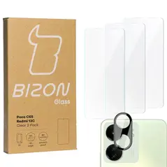 BIZON Clear 3x screen glass + camera glass Redmi 13C/Poco C65