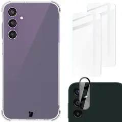 Bizon Case Clear Pack case + 2x screen glass + lens glass Samsung Galaxy A25 5G clear