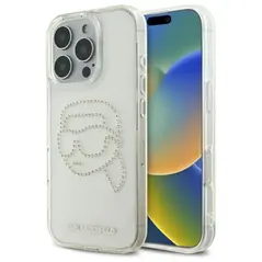Karl Lagerfeld KLHCP16XHKHDCELT Apple iPhone 16 Pro Max hardcase IML Rhinestones Karl Head transparent