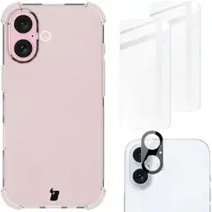 Bizon Case Clear Pack case + 2x tempered glass + lens glass Apple iPhone 16