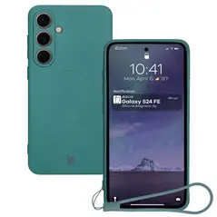 Bizon Case Silicone Magnetic Sq Samsung Galaxy S24 FE dark green