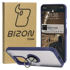 Bizon Case Hybrid Ring Xiaomi Redmi 13 4G smoky with a navy blue frame