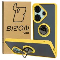 Bizon Case Hybrid Ring Xiaomi Poco F6 smoky with a yellow frame