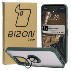 Bizon Case Hybrid Ring Xiaomi Redmi 13 4G smoky with a dark green frame