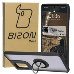 Bizon Case Hybrid Ring Motorola Edge 50 Fusion smoky with a black frame