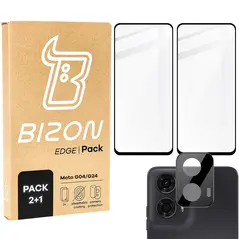 Bizon Edge 2x tempered screen glass with frame + camera glass Motorola Moto G04/G24