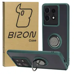 Bizon Case Hybrid Ring Motorola Edge 50 Pro smoky with a dark green frame