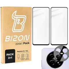 Bizon Edge 2x tempered screen glass with frame + camera glass Realme 12/12x