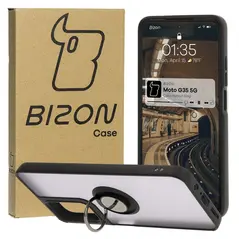 Bizon Case Hybrid Ring Motorola Moto G35 5G smoky with a black frame