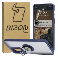 Bizon Case Hybrid Ring Motorola Moto G55 5G smoky with a navy blue frame