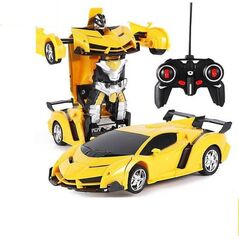 LeanToys Auto Robot 2w1 Pilot R/C Światło Dźwięk Drift Żółty