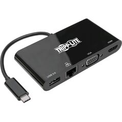 Wieloportowy adapter USB-C 4K HDMI, VGA, USB-A, GbE, HDCP U444-06N-HV4GUB Czarny