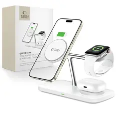 Tech-Protect QI15W-A45 3in1 Magnetic MagSafe Wireless Charger White