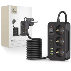 TECH-PROTECT PC3X6 POWER SOCKET 3 USB & 3 TYPE-C & 3 SOCKET 200CM BLACK 5906302310555