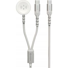 Swissten Wireless Charger 2In1 AV Adapter for Apple Watch and USB-C, USB-C 1.2 M White 13910495 8595217487017