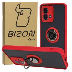 Bizon Case Hybrid Ring Motorola Moto G84 5G smoky with a red frame