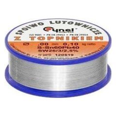 Cynel Cyna lutownicza spoiwo lutownicze topnikiem 1mm 100g SN60PB40 SN60PB40