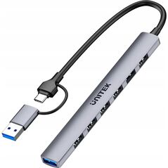 Unitek Hub USB-A/C 7w1 USB A z adapterem USB A 5 Gbps