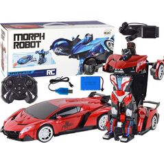 LeanToys Samochód- Robot Transformacja R/C 1:10 Czerwony Sterowanie Gestami