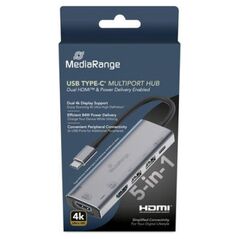 MediaRange USB HUB MediaRange HUB USB-C 5 σε 1 Προσαρμογέας πολλαπλών θυρών, ασημί 13848517 4260664876069