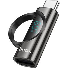 Προσαρμογέας USB Hoco Προσαρμογέας HOCO Τύπος C (αρσενικό) σε Lightning (θηλυκό) με οθόνη 3A 60W UA32A μαύρη 14395573 6942010000000