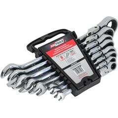 AWTOOLS KLUCZE PŁASKO-OCZKOWE Z GRZECHOTKĄ PRZEGUBOWE KOMPLET 8 szt. 8-22mm