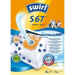 Τσάντα ηλεκτρικής σκούπας Swirl Swirl S67, Universal, Σακούλα σκόνης, Λευκό, Κουτί, 4 τεμ. 13801450 4006510000000