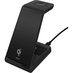 Φορτιστής Deltaco 3-σε-1 belaidis įkroviklis DELTACO 15 W, USB-C, Qi sertifikuotas, ένδειξη LED, juodas / QI-1037 13452017 7333048054050