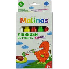 Malinos Malinos Airbrush Stifte Magic Butterfly 5Farben+Schablone 5+ 13335796 4260631424170
