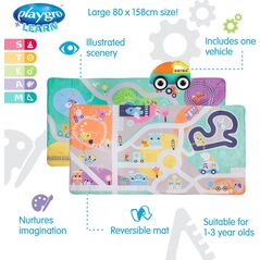 Playgro PLAYGRO dvipusis žaidimų kilimėlis City to Country, 0188241 13434207 9321104882417