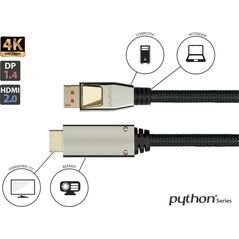 Καλώδιο PYTHON Python DisplayPort 1.4 και καλώδιο HDMI 2.0 Nylong. schwarz 1μ 13317586 4014619715503