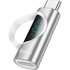 Προσαρμογέας USB Hoco Προσαρμογέας HOCO Τύπος C (αρσενικό) σε Τύπου C (θηλυκό) με οθόνη 2.4A 100W UA32 ασημί 14395574 6942010000000