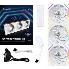 Lian Li UNI FAN TL Wireless Lüfter, ARGB, PWM, 3er-Pack - Reverse Blade, 120mm, weiß